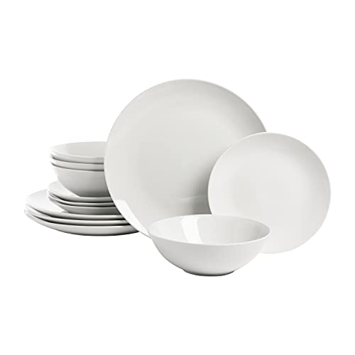 10 Strawberry Street Simply Coupe Dinnerware Set, White, Service for 4 (12 Piece)