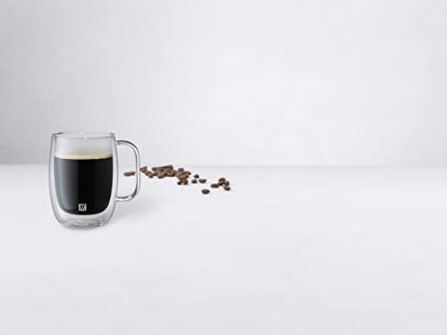 ZWILLING Sorrento Plus 2 Piece Insulated Double-Wall Glass Latte Mug Set - Large Coffee Mug for Coffee Tea
