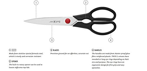 ZWILLING Twin L Premium Heavy Duty Ultra Sharp Stainless Steel Multi-Function Kitchen Shear, Detachable, Kitchen Scissors for Chicken Fish Meat Vegetables 21 x 5 x 5 cm