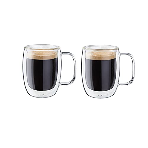ZWILLING Sorrento Plus 2 Piece Insulated Insulated Double-Wall Glass Espresso Mug Set, Double-Shot 134mL