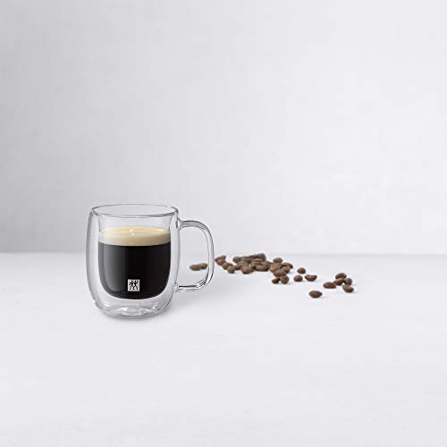 ZWILLING Sorrento Plus 2 Piece Insulated Double-Wall Glass Espresso Mug Set, Single-Shot 80mL