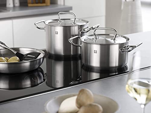 ZWILLING Twin Classic 12 Piece 18/10 Stainless Steel Kitchen Cookware Set - All Cooktops, Non-Drip Rims, Measuring Scale, Frying Pans & Saucepans
