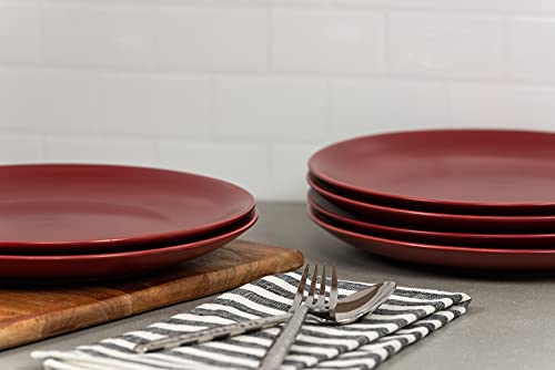 10 Strawberry Street Wazee Matte 10.5" Coupe Dinner Plate, Set of 6, Red