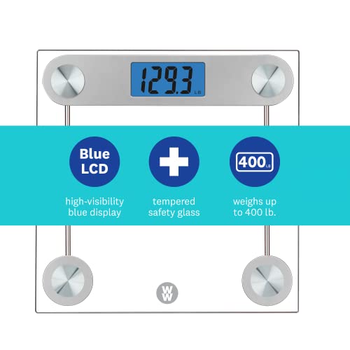 WW Scales by Conair Digital Glass Bathroom Scale, 400 Lbs. Capacity