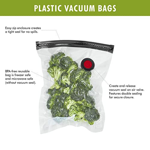 ZWILLING Fresh & Save 10-pc Medium Vacuum Sealer Bags, 1 Gallon, Reusable Sous Vide Bags, Meal Prep