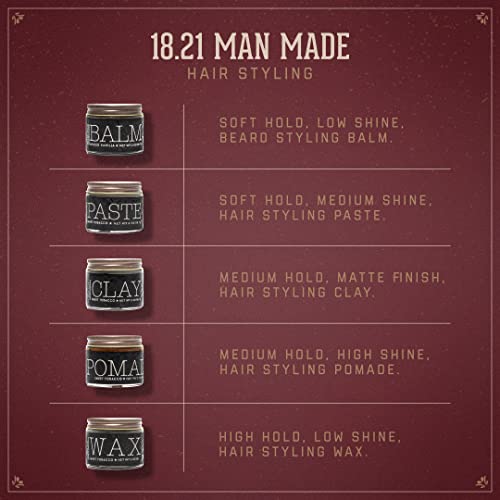 18.21 Man Made Hair Pomade for Men, Sweet Tobacco, 2 oz - Clay, Wax, or Paste Texture Styling Product for Shaping, Molding & Sculpting All Hair Types - Long-Lasting style with Medium-High Hold