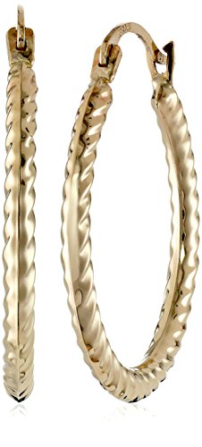14k Yellow Gold Cable Hoop Earrings