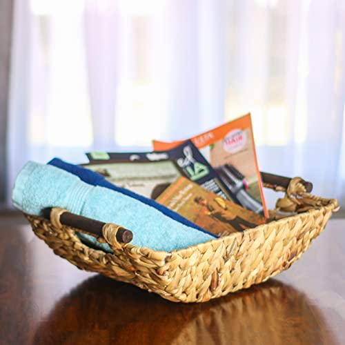 15" Hyacinth & Wood Handled Basket by Trademark Innovations
