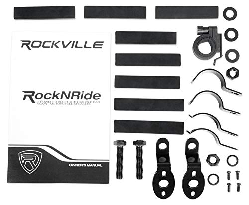 (2) Rockville RockNRide 3" Powered Bluetooth Metal Motorcycle Handlebar Speakers