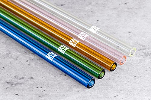 ZWILLING Sorrento Glass Reusable Straw Set with Cleaning Tool, Multicolored, Straight, 4, 1009753
