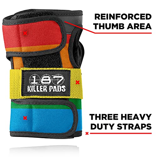 187 KILLER PADS Wrist Guard, Rainbow, Medium