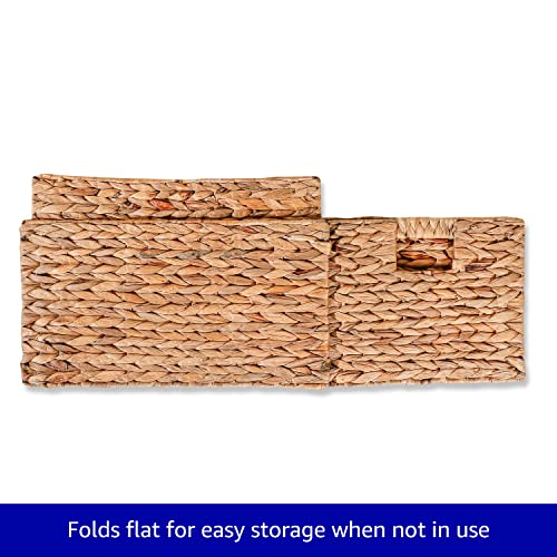 16.5" Hyacinth Storage Basket with Handles, Rectangular, by Trademark Innovations (Set of 4, Natural)