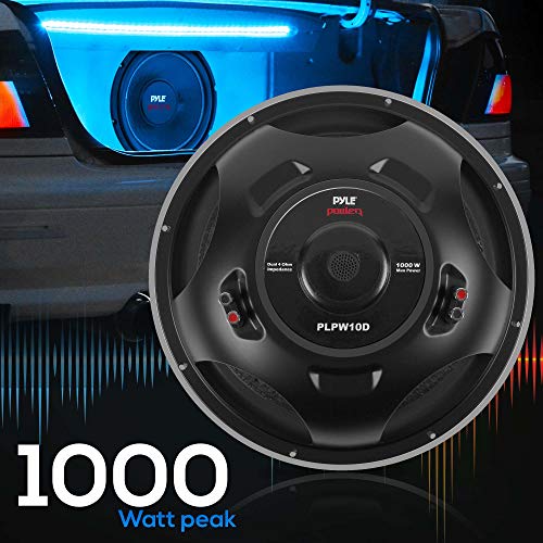 10" Car Audio Speaker Subwoofer - 1000 Watt High Power Bass Surround Sound Stereo Subwoofer Speaker System - Non Press Paper Cone, 90 DB, 4 Ohm, 50 Oz Magnet, 2 Inch 4 Layer Voice Coil - Pyle PLPW10D