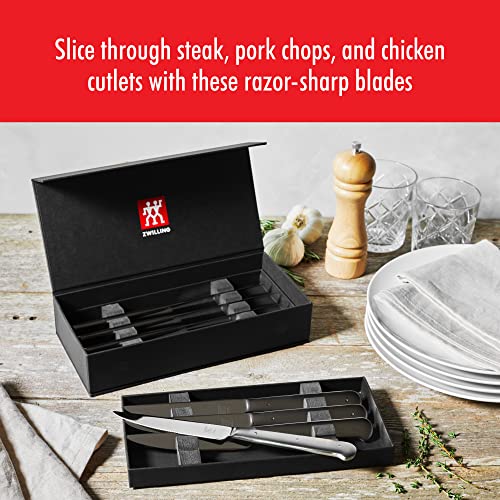 ZWILLING Porterhouse Razor-Sharp Steak Knife Set of 8 with Black Presentation Case, Gift Set